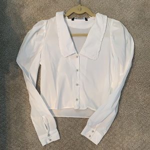 ZARA Blouse with Flower Jewel Buttons